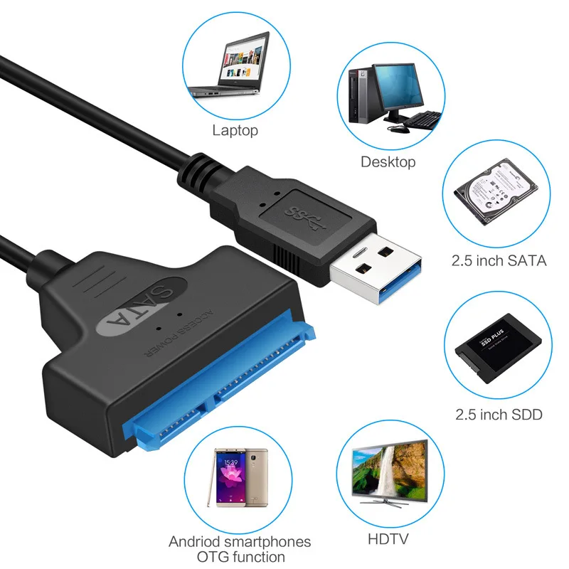 USB 3.0 SATA 3 Kabel Sata na USB Adapter do 6 Gbps Podporo 2,5 Cm Zunanje SSD HDD Trdi Disk 22 Pin Sata III Kabel