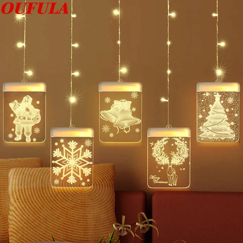 USB 3D Božični LED Praznik Svetlobe Santa Ropotanje Bell Snežinka Snežaka, Okna Okraski luči Otrok Darilo otroci Igrače