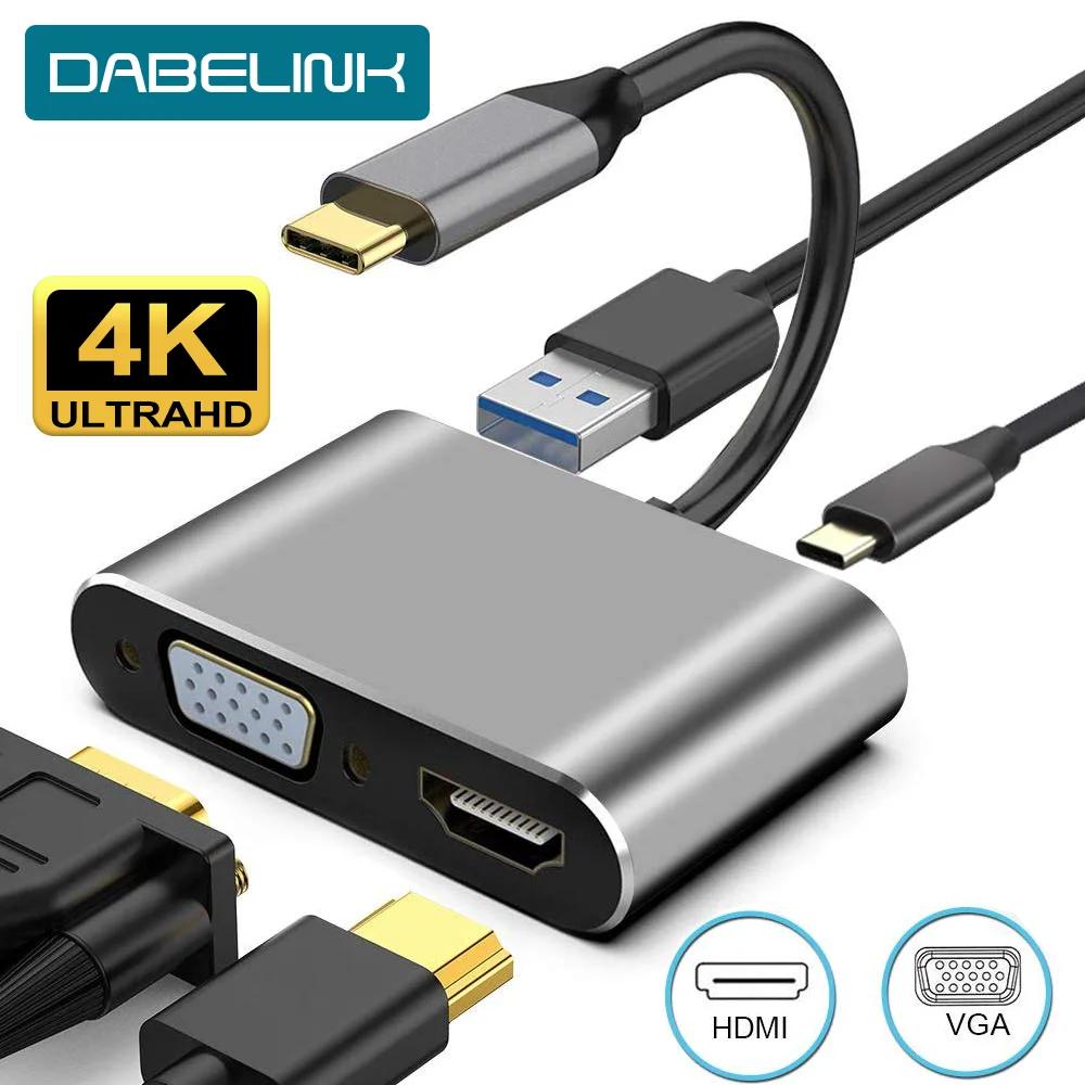 USB-C HDMI HUB 4K Adapter Priklopa USB 3.1 Tip C do HDMI VGA PD Pretvornik Strele 3 Dock za MacBook Huawei Samsung 10 9