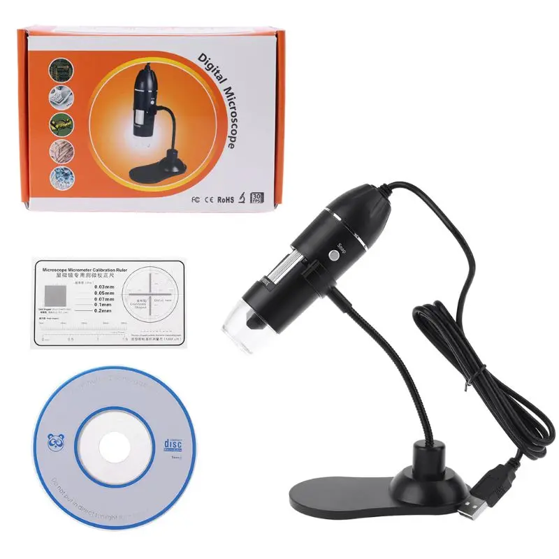 USB Digitalni Mikroskop 8 LED 1000X Elektronski Endoskop Zoom Fotoaparat Lupo prinaša dobička Stojalo Držalo