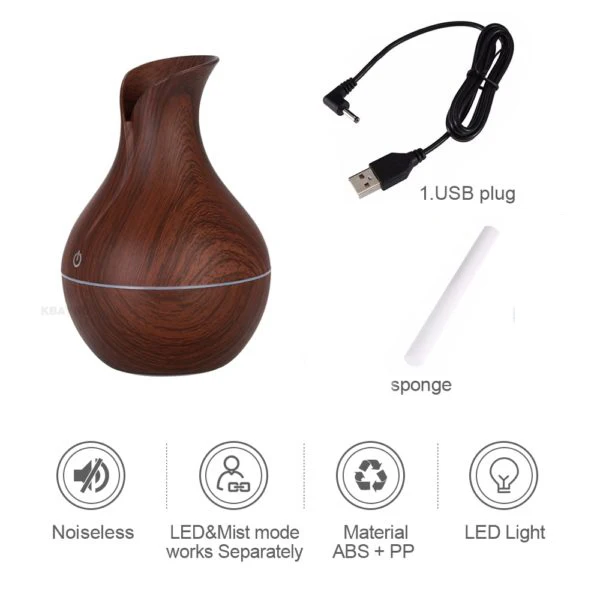USB Električni Vlažilnik Zraka Mini Lesa Zrn Aromo Difuzor Eterično Olje Aromaterapija Kul Megle Kavo Z LED Uporabo Za Dom
