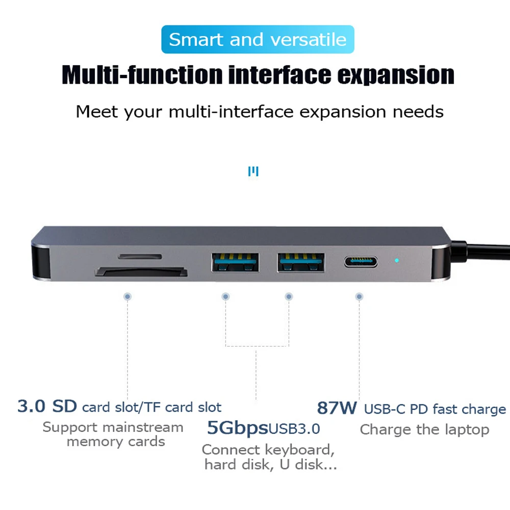USB HUB C HUB Adapter 6 v 1 USB C, USB 3.0, HDMI je Združljiv Dock za MacBook Pro Za Nintendo Stikalo USB-Tip C C 3.0 Splitter