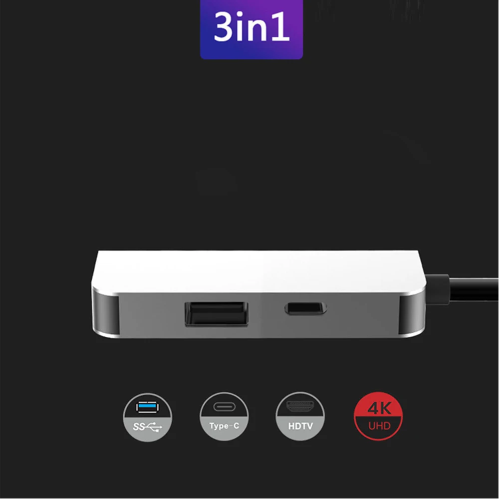 USB HUB C SREDIŠČE za Multi USB 3.0, HDMI Adapter 87W Hitro Polnjenje Adapter za MacBook Pro Tip C 3.0 Splitter 3 Vrata USB C HUB
