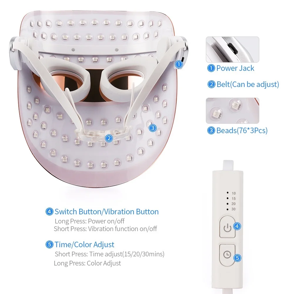 USB LED Photonic Kože Instrument 7 Barv Svetlobe za Nego Kože LED Obrazno Masko za Pomlajevanje Gubam Akne Odstranitev Beljenje Kože Maske