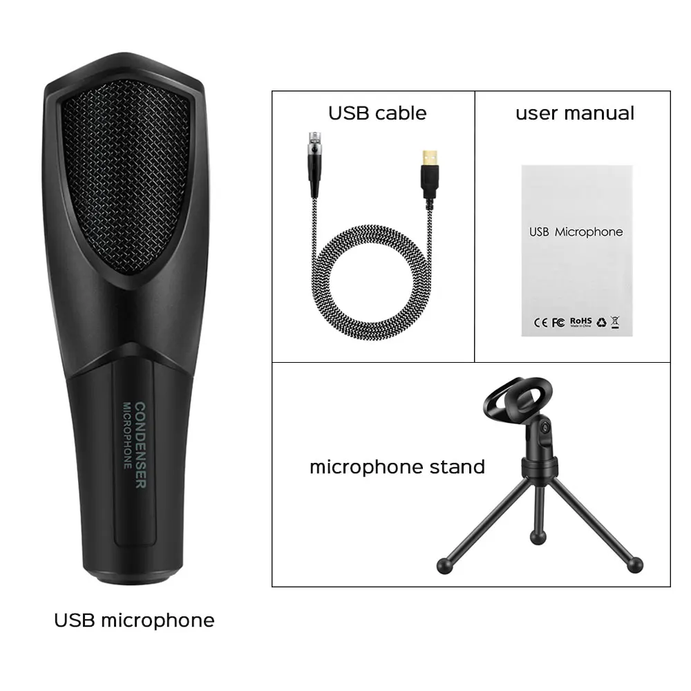 USB Mikrofon Studio Kondenzatorski Mikrofon Karaoke USB, Audio, Mikrofon Microfone Za Snemanje Petje Računalnik Živo