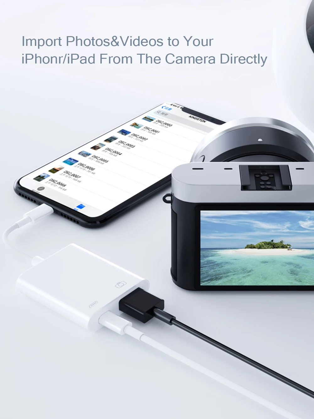 USB OTG Adapter za iPhone Apple lightning iOS 13 14 za Kamero USB Adapter za Keyboard USB Flash Disk, SD Card Reader Pretvornik