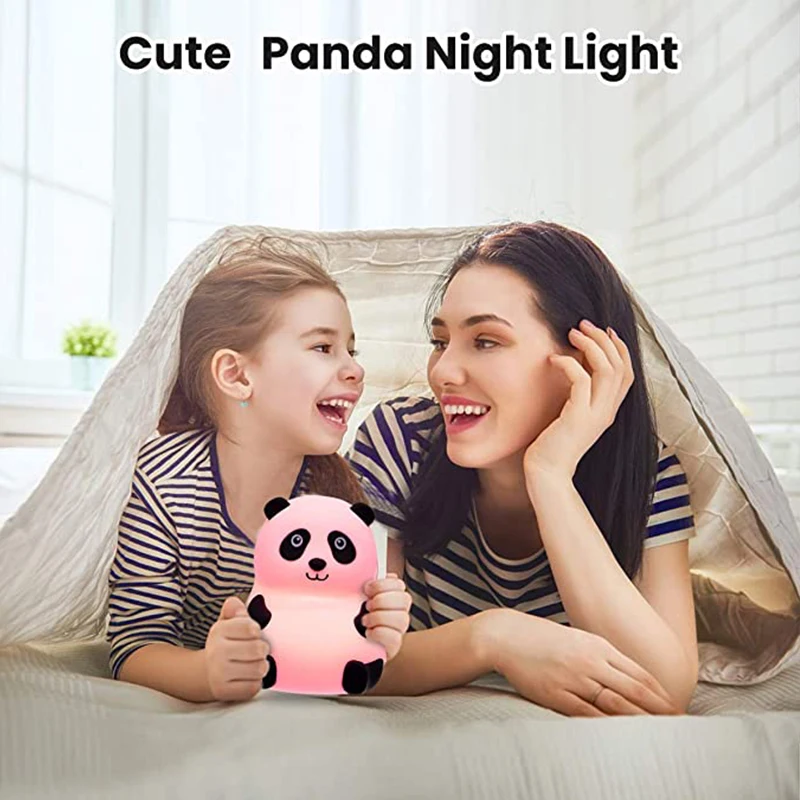USB Polnilne Panda Noč Luč za Spalnice z Dotikom Senzorja 7 Barve, Mehka Silikonska Nastavljiv Otroška Nočna Lučka za Otroke