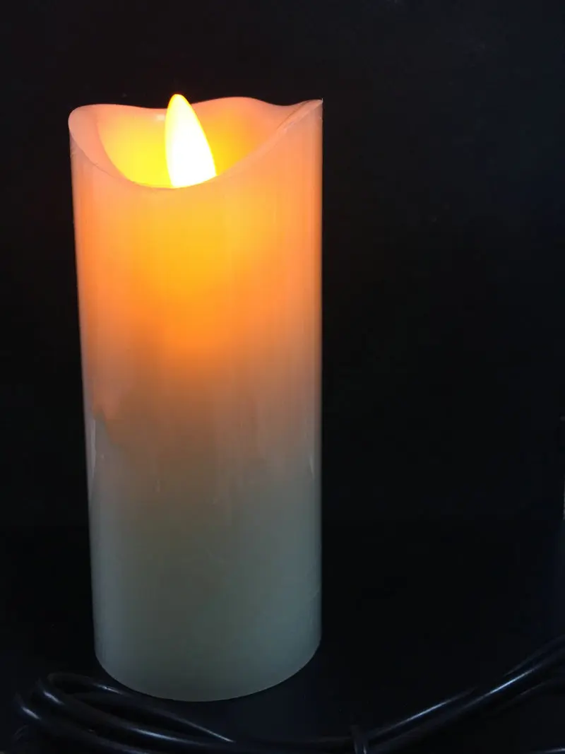 USB powerd Polnilna led utripa steber parafinska sveča, valoviti rob gibljejo stenj Poroko Xmas Party Doma dekor 12.5(H)-Oranžna