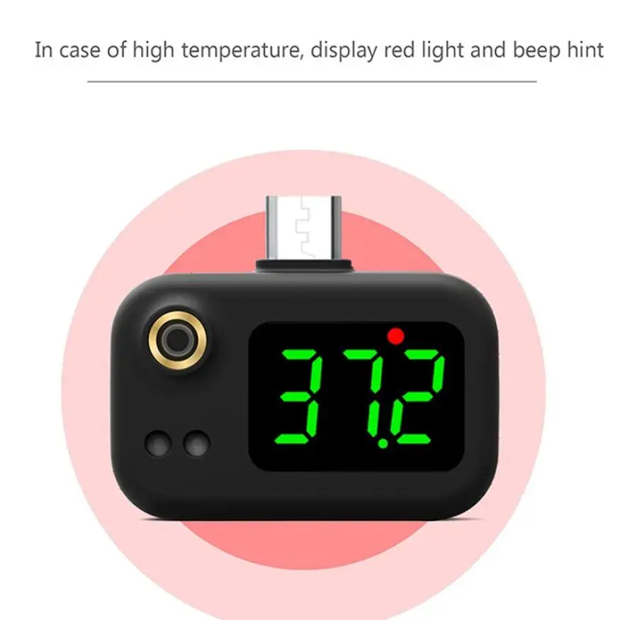 USB Smart Termometer LED Zaslon Mini Mobilni Telefon Termometer brezkontaktno Infrardeči Termometer s Tip-C Skupno za Telefone