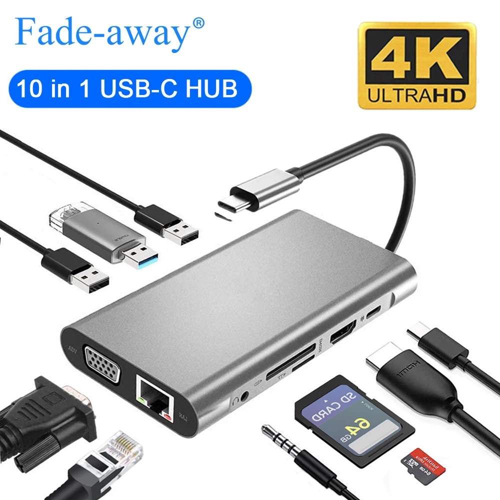 USB Tip C Do HDMI 4K VGA Adapter RJ45 Lan Ethernet SD TF USB-Tip C C Zvezdišče USB 3.0, 3.5 mm Jack Avdio Video Pretvornik za MacBook