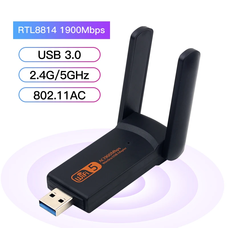 USB Wifi Adapter Dual Band 1900Mbps Ključ RTL8814 802.11 ac Wi-fi Brezžični AC1900 USB 3.0 Antena Kartico Za Prenosni RAČUNALNIK