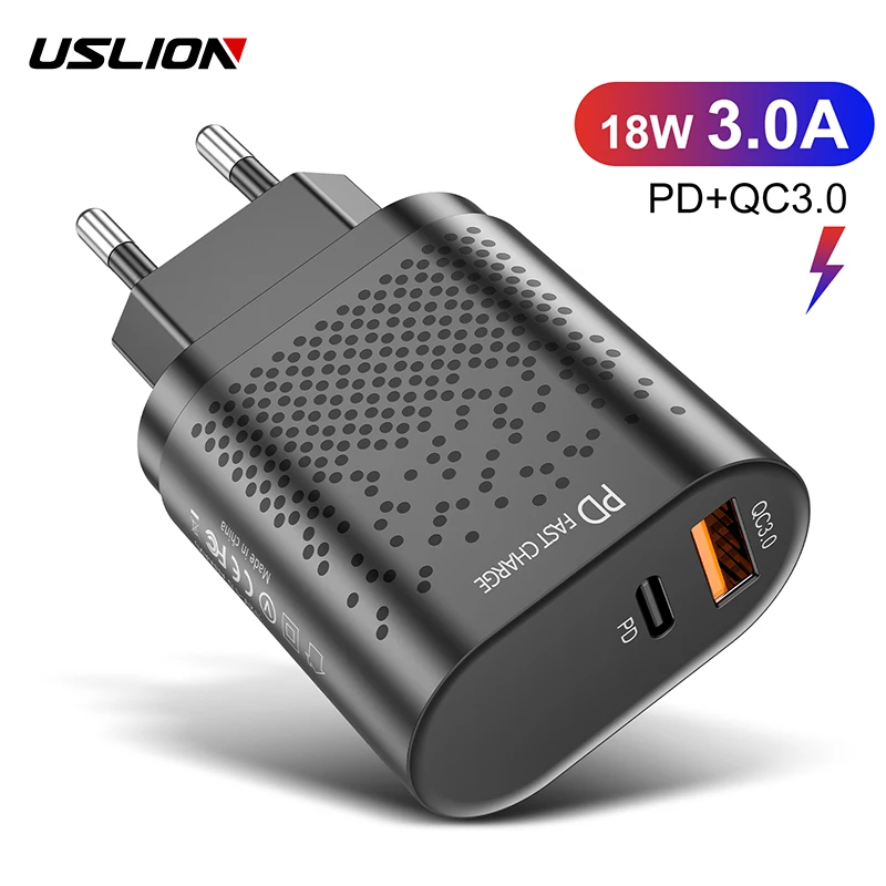 USLION 36W EU/ZDA Plug PD 3A Hitri USB-Polnilnik Za iPhone Mikro Tip C QC3.0 Hitro Stenski Polnilec Za Samsung Mobilni Telefon Polnilnik