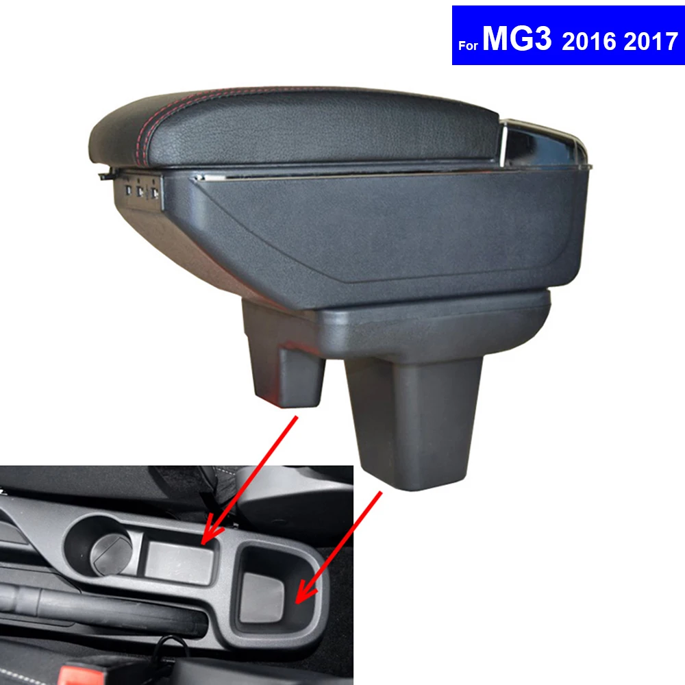 Usnje Avto sredinski Konzoli, nasloni za roke za MG3 2016 2017 2018 Auto Vsebina Škatla za Shranjevanje s USB