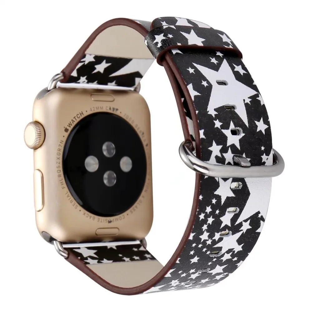 Usnje Pasu za Apple Watch Trak 44 42mm 40 mm 38 mm Lobanje Zvezde Zamenjava Watchbands za iWatch Serija 1 2 3 4 5 Zapestnica