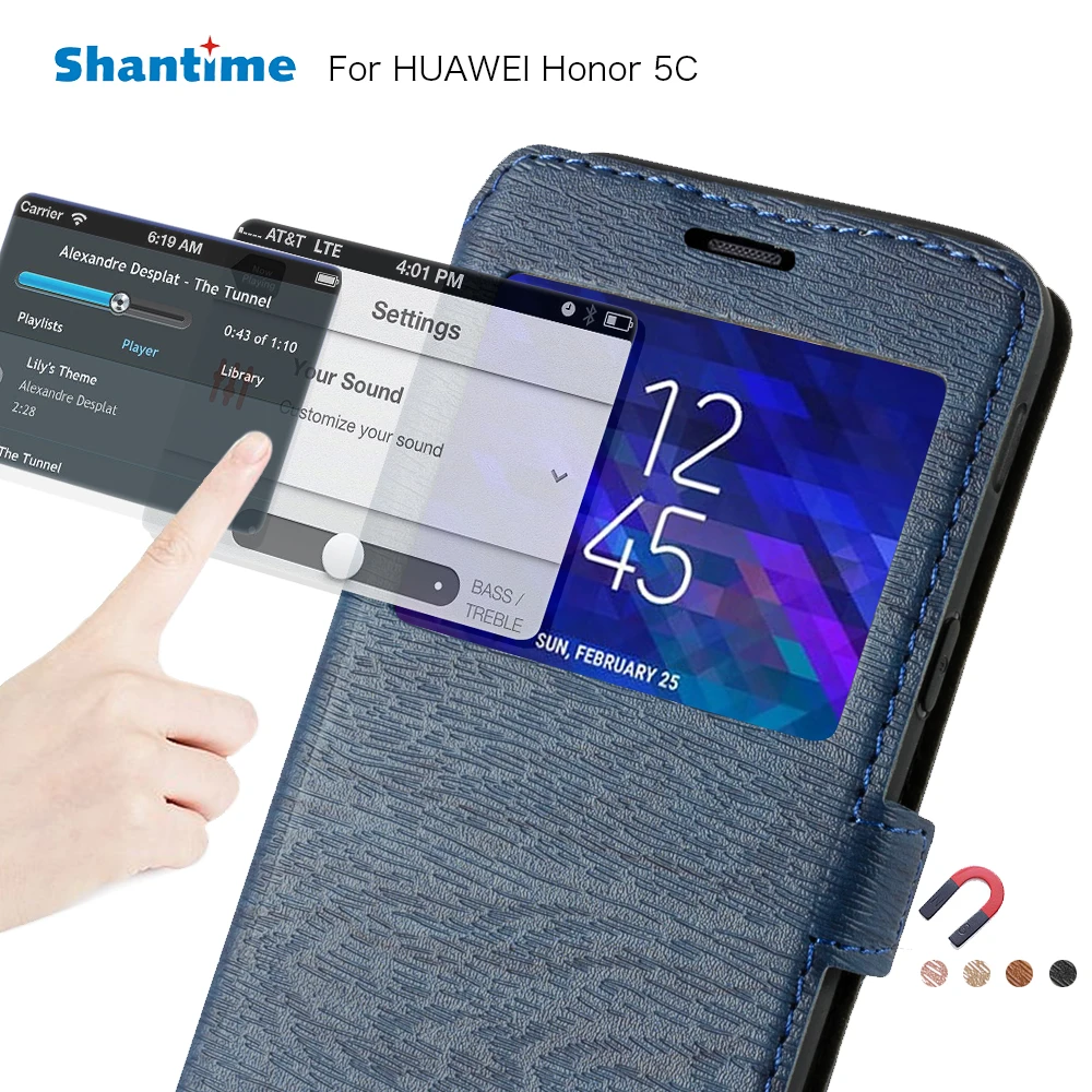 Usnje Primeru Telefon Za Huawei Honor 5C Flip Primeru Za Huawei Honor 6C Pro V9 Igrajo View Window Knjige v Primeru Mehke Silikonske Zadnji Pokrovček