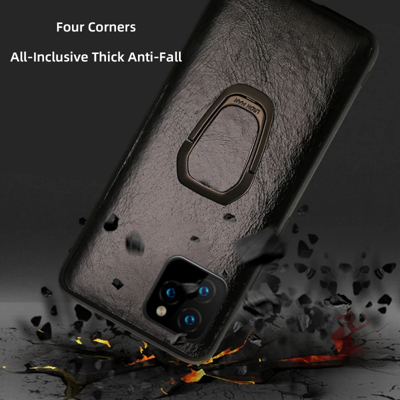Usnje Primeru Telefon Za iPhone 11 Pro primeru za Xs max X Xr 7 8 6 6s Plus SE 2020 primeru, Olje, vosek, kože, Magnetni nosilec za Zadnji Pokrovček