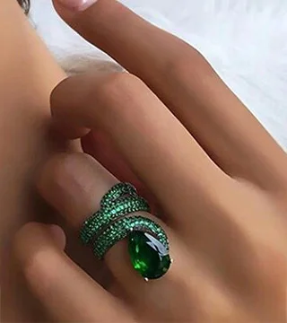 USTAR Kača obroči za ženske, modni nakit Modro Zeleno kubičnih cirkonij prst obroči ženski bague stranka Nakit