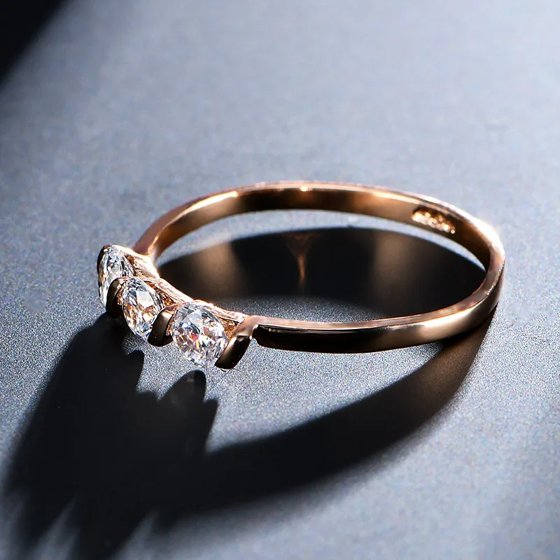 USTAR Kristali udejstvovanje obroči za ženske z AAA Kubičnih Cirkonij Rose Gold barvi Poročni prstan ženski Anel modni Nakit darila
