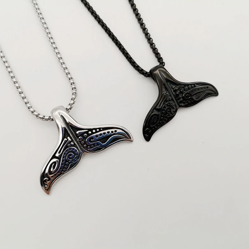 Ustvarjalne 316 nerjavnega jekla kitov rep ogrlico, obesek moški ženske modni Letnik živali kitov rep nakit ogrlica