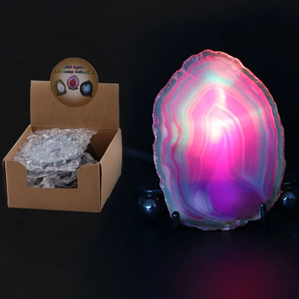 Ustvarjalne Agate Kamen Rezina Nočna Dekoracijo-Obarvana Vijolično Mineralnih Rock Geode Druzy Rezina LED Noč Desk namizne Svetilke DA