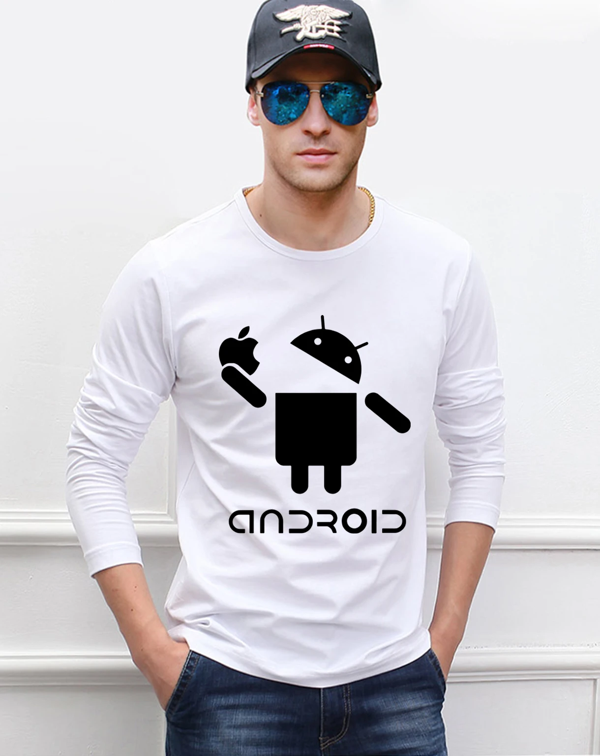 Ustvarjalne Android moške dolg rokav t-majice 2019 novo pomlad bombaž visoke kakovosti smešno novost moški šport, športna t majica