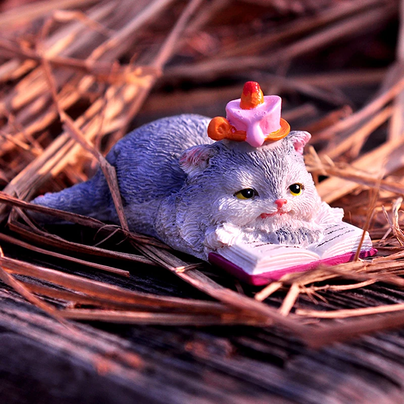 Ustvarjalne Luštna Mačka Miniaturne Figurice Smolo, Mini Živalski Obrti, Mikro Krajine Pravljico Vrtu Okrasni Dodatki