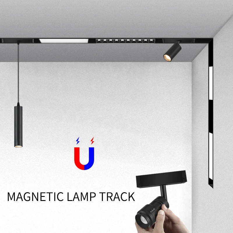 Ustvarjalne magnetni okova 34 mm širina aluminij 0,5 M 1M stropni vgradni začasno LED mount magnet luči Železniški progi