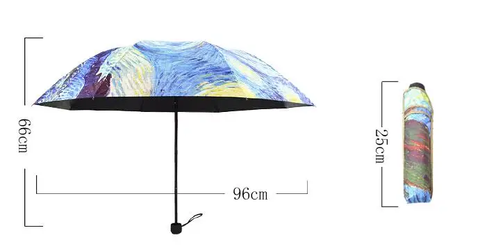 Ustvarjalne Oljna Slika Dežnik 3 Zložljiva Van Gogh Slikarstvo Dež Dežnik Luksuzni Modno Znamko Fashion Parapluie Reine Des Neiges
