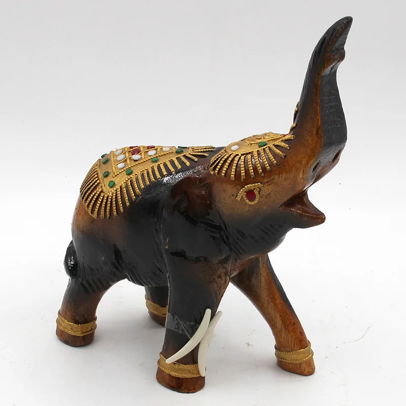 Ustvarjalne Srečni Slon Kip Slona Figurice lesa Urad Miniature Zlati Feng Shui Slon Okras Doma Dekoracijo