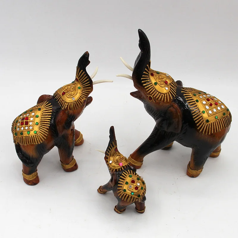 Ustvarjalne Srečni Slon Kip Slona Figurice lesa Urad Miniature Zlati Feng Shui Slon Okras Doma Dekoracijo