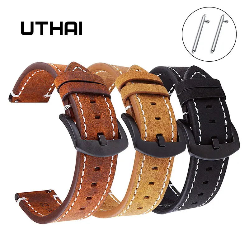 UTHAI P18 Geniune High-end retro Tele Usnja Watchbands18mm 20 mm 22 mm Watch Trak Za Samsung Watch Trak Za Huawei Watch