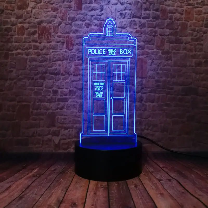 Utripa Policija Tardis Model 3D Iluzije Lučka LED 7 Barvite Spremembe Desk Nočna Zdravnik, Ki Slika Igrače