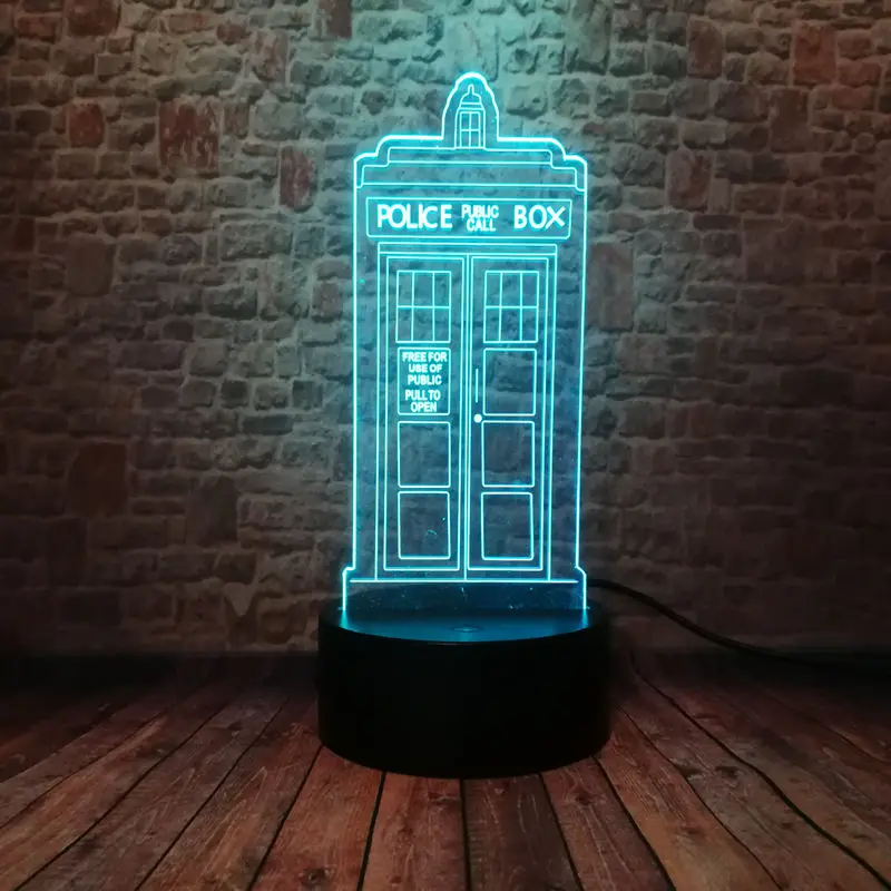 Utripa Policija Tardis Model 3D Iluzije Lučka LED 7 Barvite Spremembe Desk Nočna Zdravnik, Ki Slika Igrače