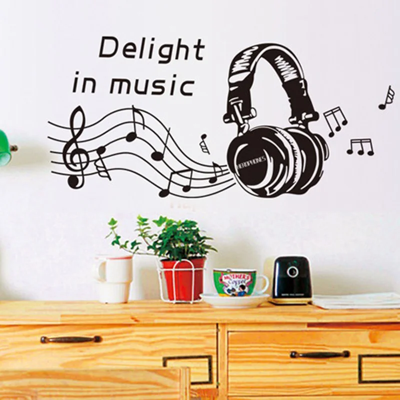 Užitek v glasbi stenske nalepke PVC materiala DIY Glasbo, slušalke, stene decals je Za glasbo soba instrument soba stenski dekor nalepka