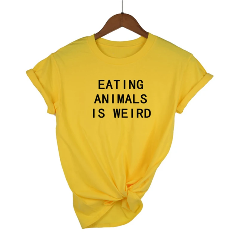 Uživanje Živali Je Čudno Veganska Pismo Nove Tiskalne Ženske Tshirt Bombaž Priložnostne Smešno T-Shirt Za Lady