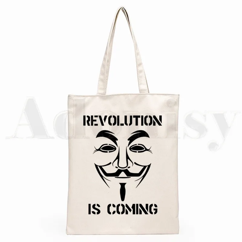 V for Vendetta Anonimni Kršijo Fawkes Vendetta Heker Hipster Tiskanja Nakupovalne Torbe Girls Moda Priložnostne Paket Roko Vrečko
