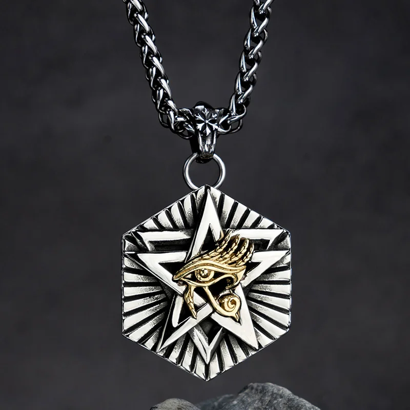 V Pentagram Parcelo Oči Horus ogrlica za moške iz nerjavečega jekla, ogrlico, obesek, hippop ulica kulture mygrillz