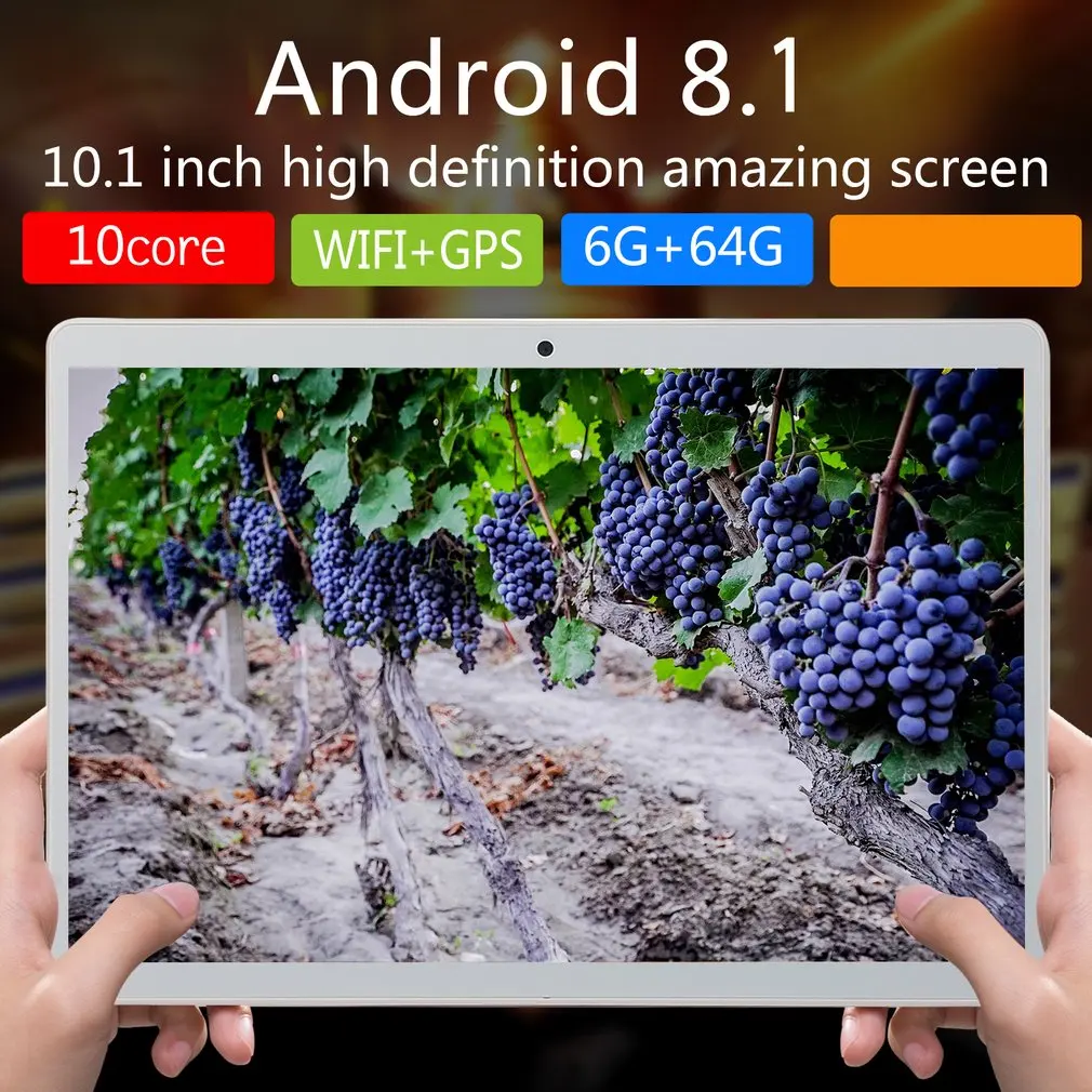 V10 Klasičnih Tablet 10.1 Palčni HD Velik Zaslon Android 8.10 Različica Moda Prenosni Tablični 6 G+64 G Bele Tablete