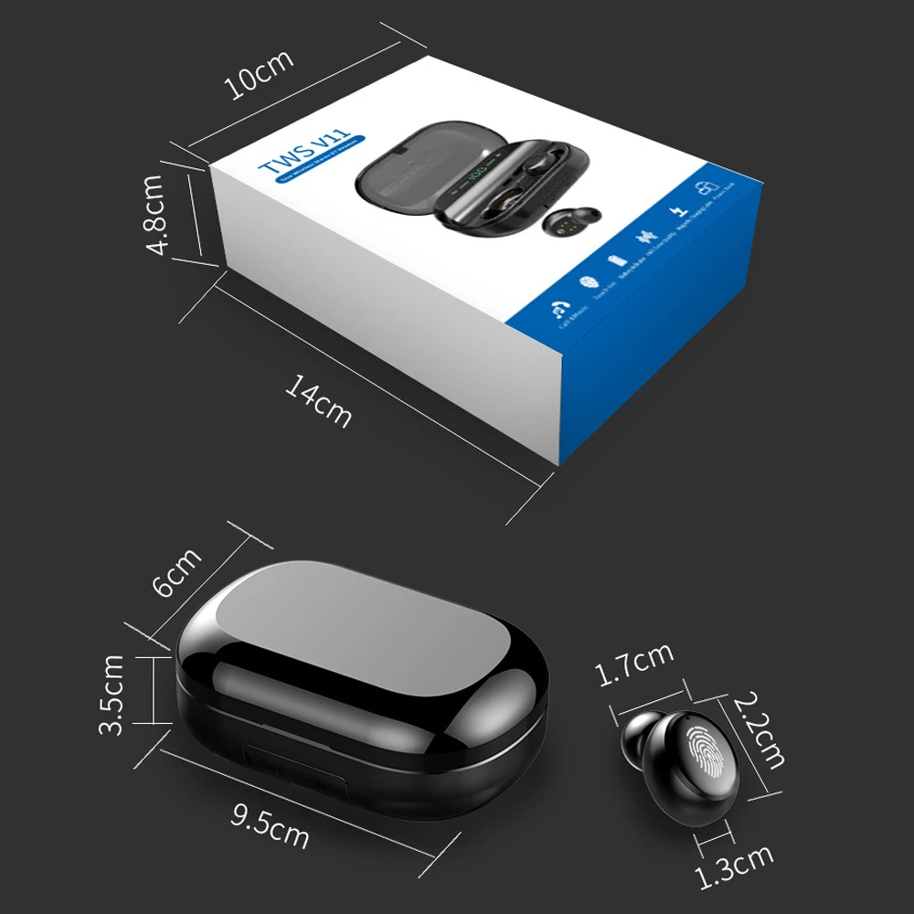 V11 HD Bluetooth Slušalke IPX7 Nepremočljiva čepkov na Dotik Tipka ročaji očal brezžične slušalke Deluje na vseh Android, iOS pametne telefone