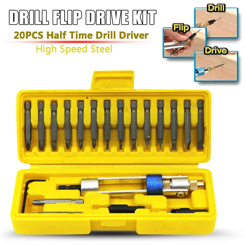 Vaja Flip Drive Kit 20pcs Multi-funkcijo Drill Bit Nastavite Hitro, Enostavno upravljanje SDF-LADJA
