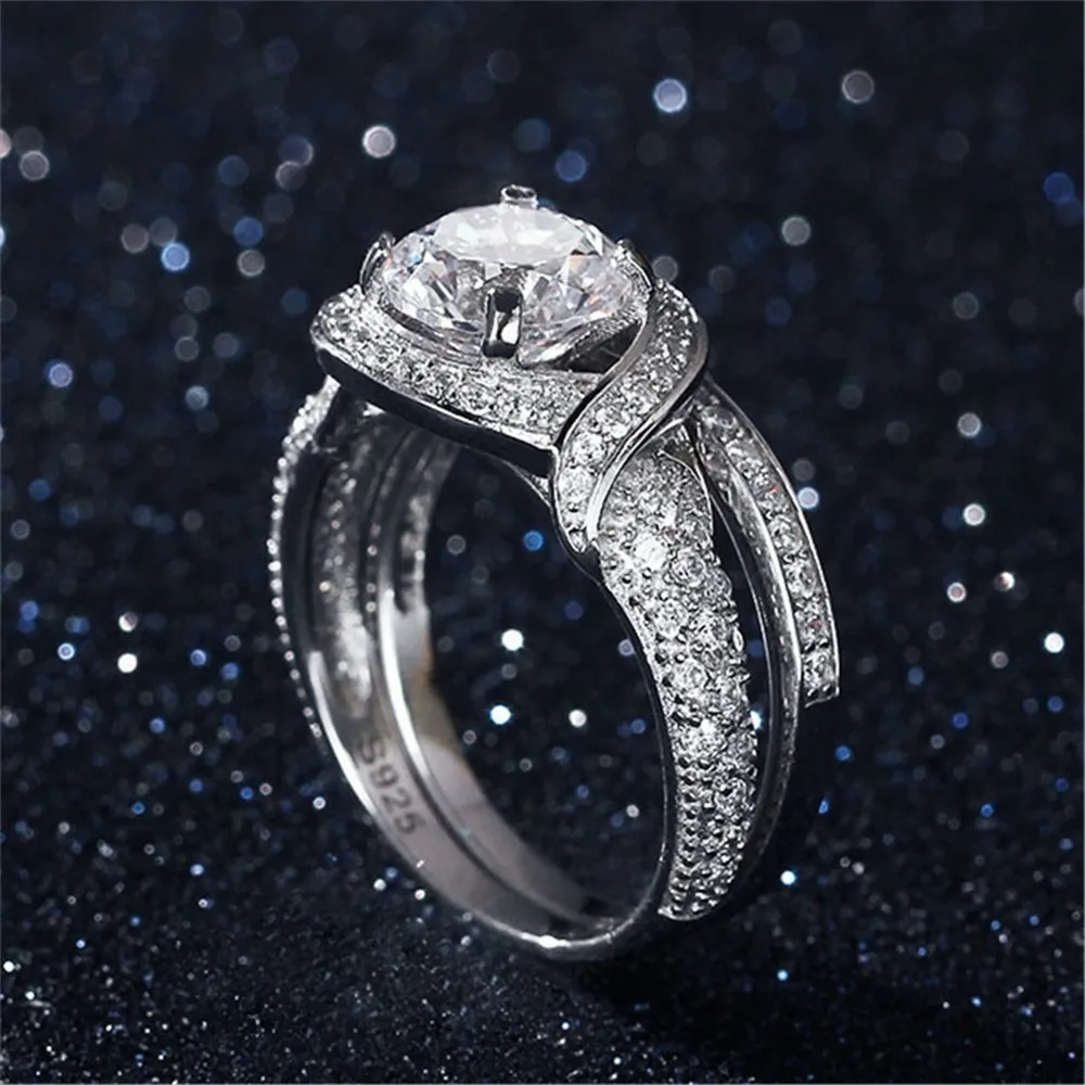 Valentinovo 2021 nov modni S925 Sterling Silver Obroči ženskam, poroke, posla Luksuzni nevesta poročni nakit trgovini R4320