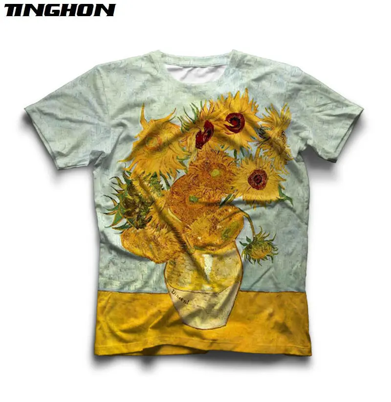Van Gogh Mandljev/Self Portrait/ Zvezdnato Noč/Van Gogh 3D Natisnjeni T-Shirt Priložnostne Sončnice Tees Unisex XS 6XL 7XL