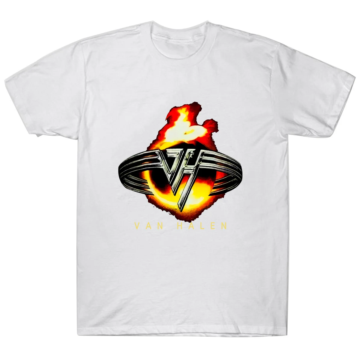 Van Halen Band Ogenj, Opekline Logotip Mens Majica S 2Xl