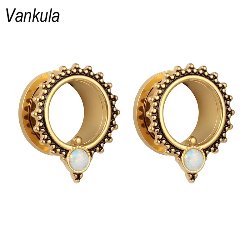 Vankula Nov modni ear piercing iz nerjavečega jekla, ušesni čepi opal uho predorih vijak nazaj design trgovina