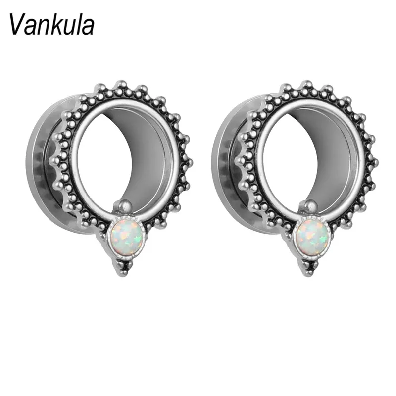 Vankula Nov modni ear piercing iz nerjavečega jekla, ušesni čepi opal uho predorih vijak nazaj design trgovina