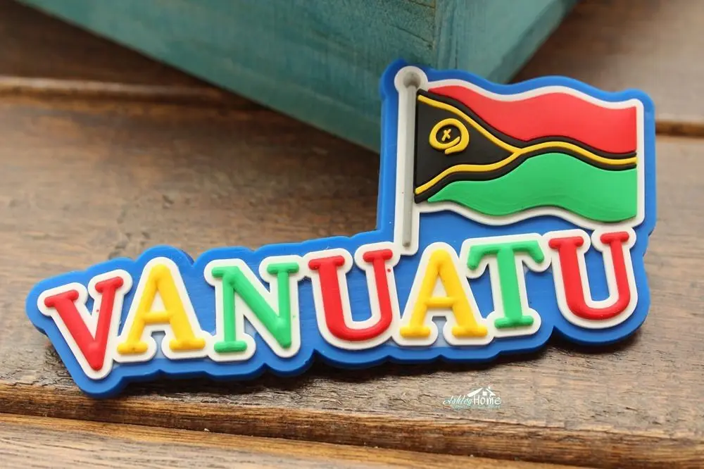 Vanuatu Zemljevid Pisane Črke Smešno, trgovina s Spominki, izdelki iz Gume Hladilnik Magnet Potovanja IDEJA za DARILO