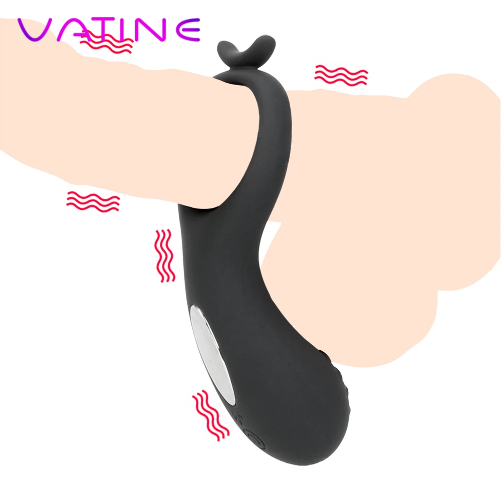 VATINE 10 Načini Silikona z vibriranjem Penis Prstan Čistost Vibrator Spolnih Igrač za Moške Moški Zamudo Izliv Izdelke, povezane s spolnostjo Petelin Obroč