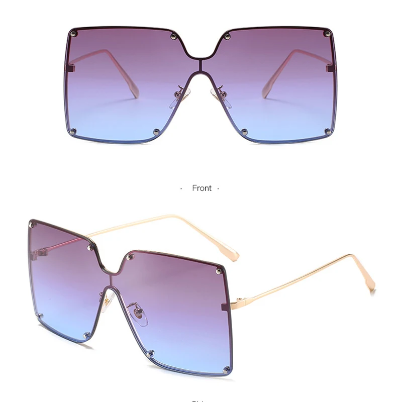 VCKA Crossocheilus Kvadratnih Prevelik sončna Očala Ženske 2020 Luksuzne blagovne Znamke UV400 Visoko Kakovostne kovine Rimless sončna Očala Zonnebril Dames