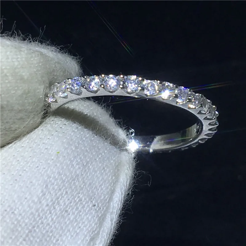 Vecalon Ženski Klasični Poročni prstan Prstan Soild 925 Sterling Srebro Krog 5A Cirkon Cz Udejstvovanje obroči za ženske, moške, Darilo