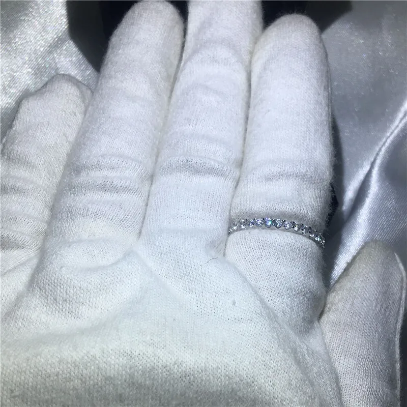 Vecalon Ženski Klasični Poročni prstan Prstan Soild 925 Sterling Srebro Krog 5A Cirkon Cz Udejstvovanje obroči za ženske, moške, Darilo